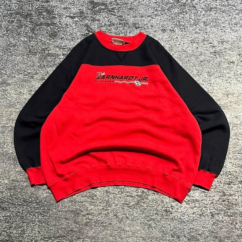 Budweiser Dale Earnhardt Jr Crewneck Sweatshirt Chase Authentics XL‎ Red Black